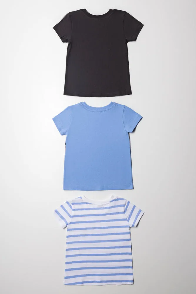 3 Pack Stitch Tshirt Blue