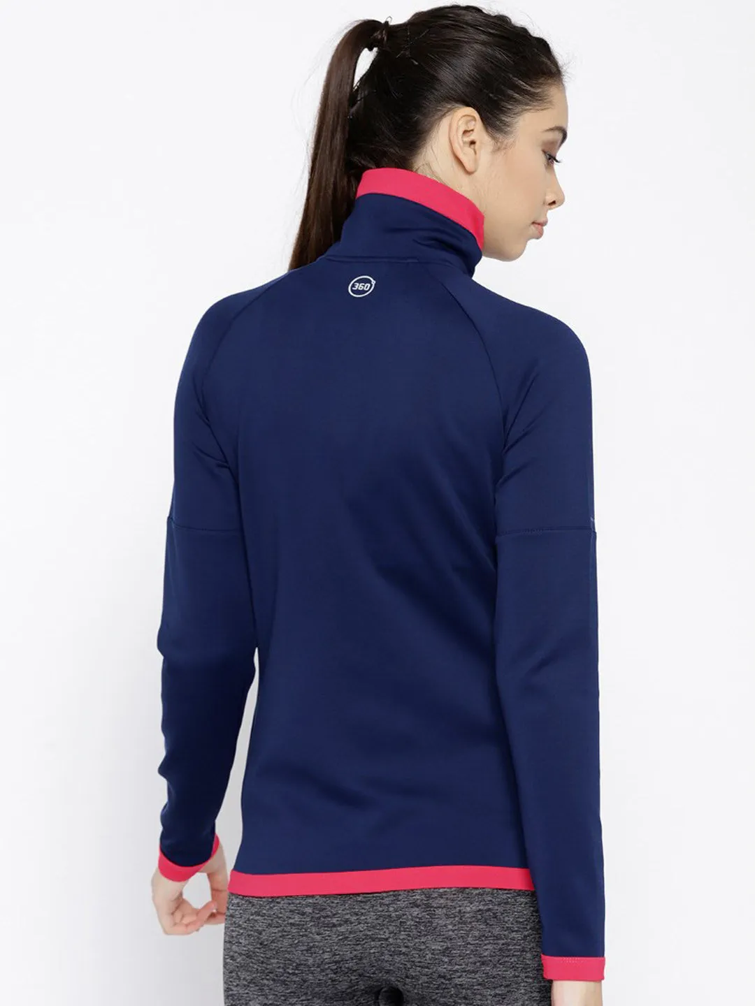 Alcis Women Navy Blue Solid Sporty Jacket