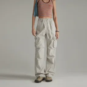 Casual Drawstring Wide Cargo Pants