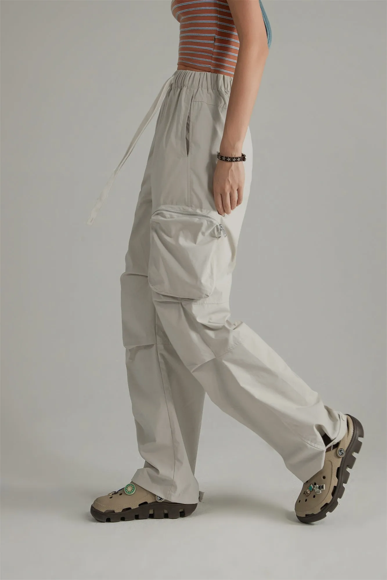 Casual Drawstring Wide Cargo Pants