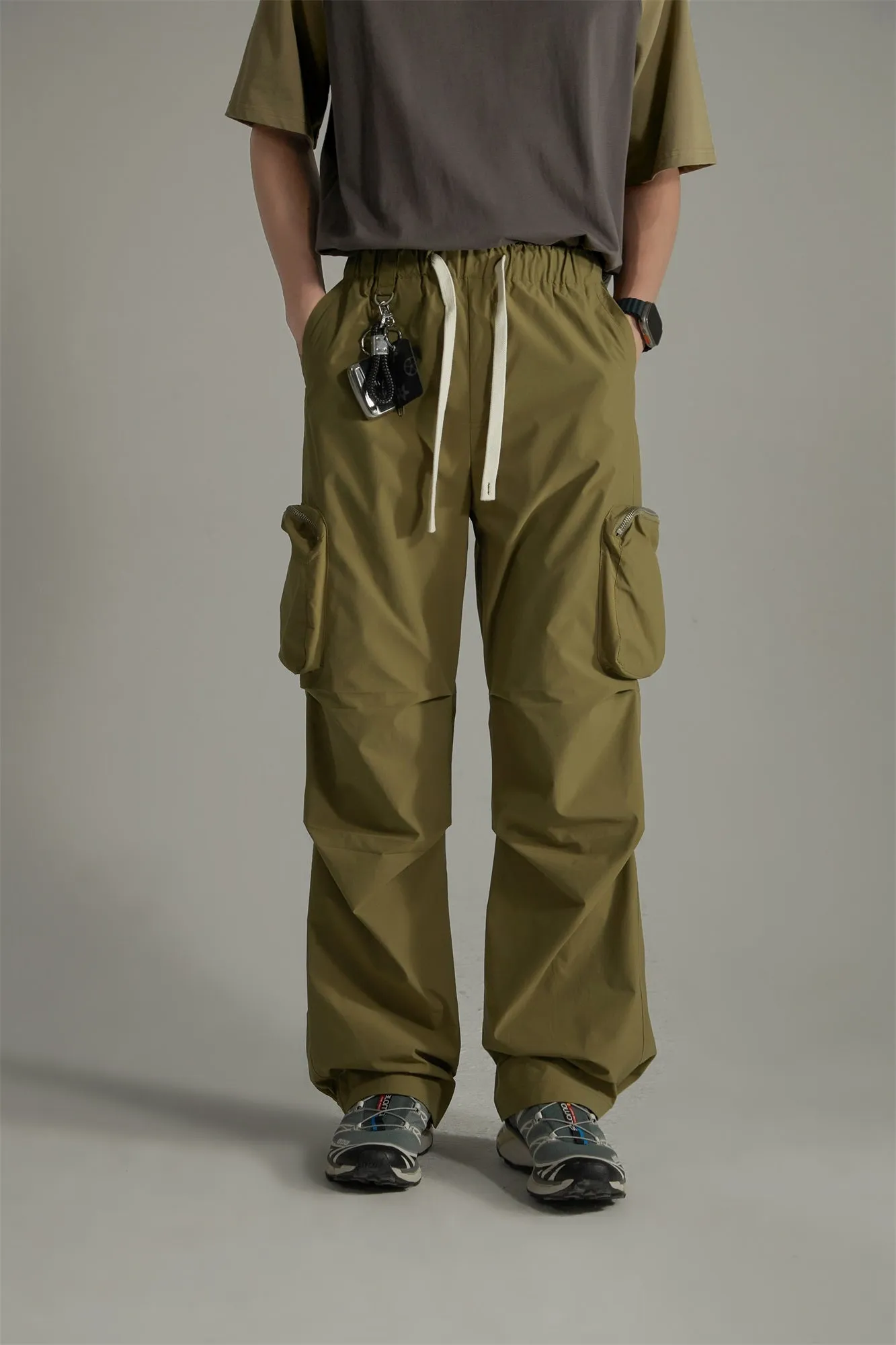 Casual Drawstring Wide Cargo Pants