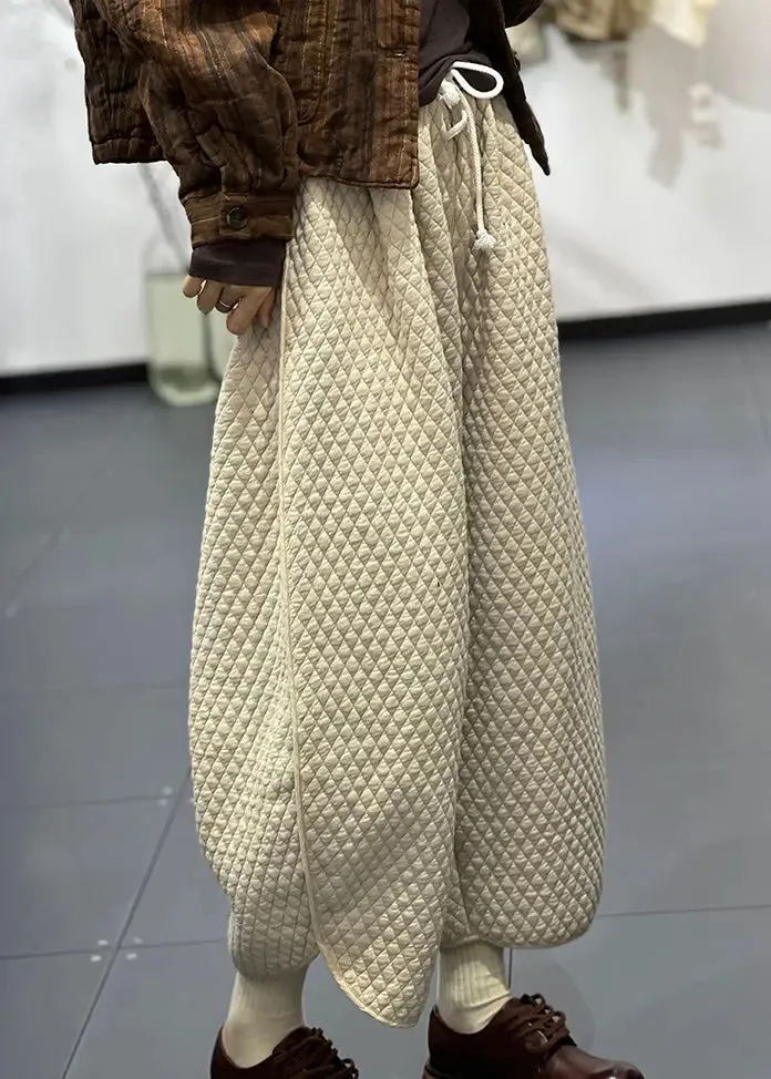 Casual  Fine Cotton Filled Wide Leg Pants