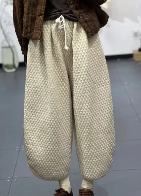 Casual  Fine Cotton Filled Wide Leg Pants