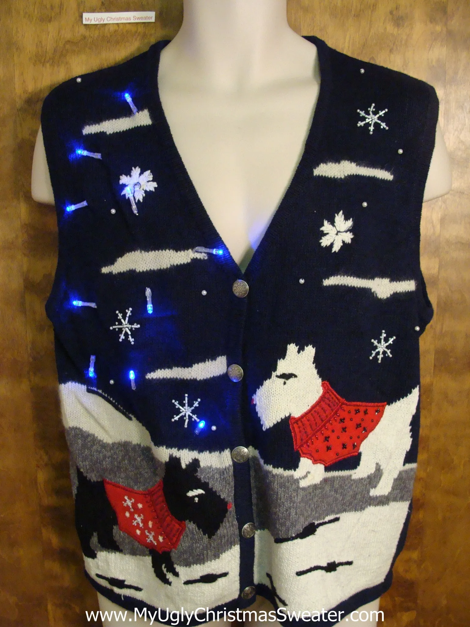 Dogs with Sweaters Christmas Holiday Vest with Lights