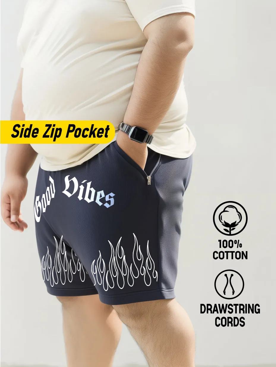 Good Vibes Flame Cotton Plus Size Shorts