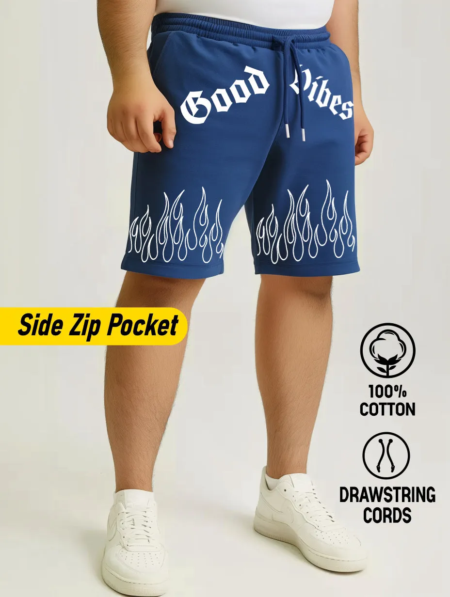 Good Vibes Flame Cotton Plus Size Shorts