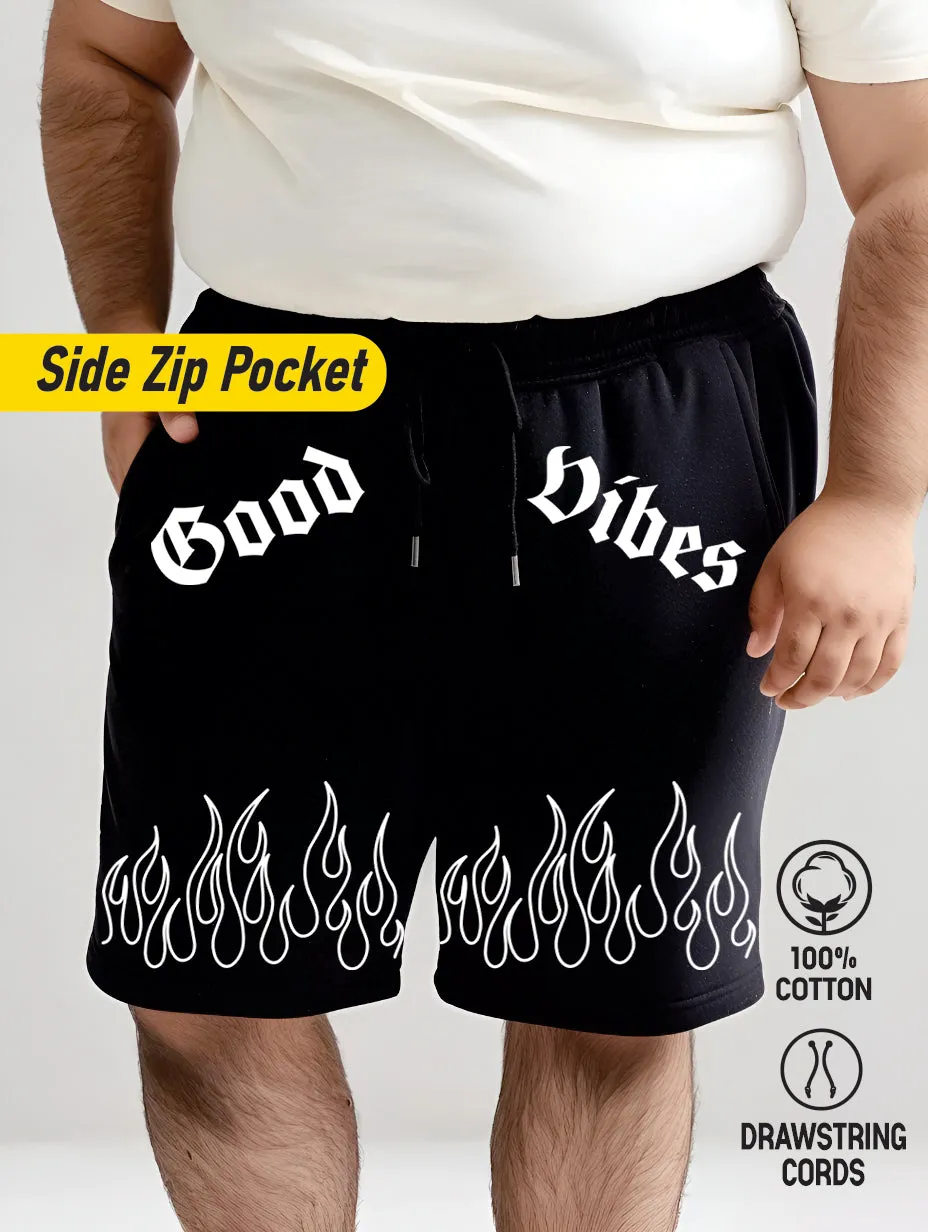 Good Vibes Flame Cotton Plus Size Shorts