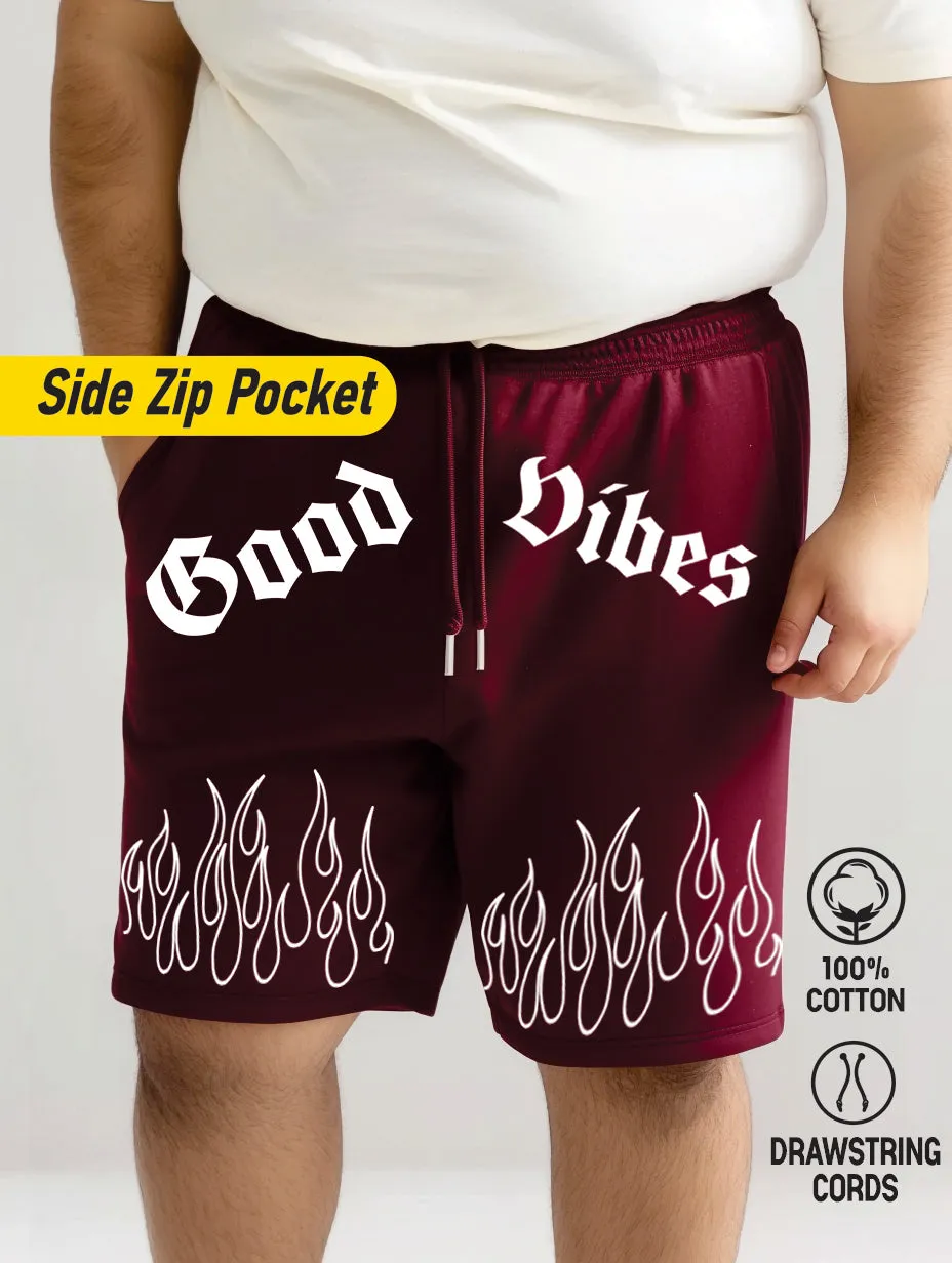 Good Vibes Flame Cotton Plus Size Shorts