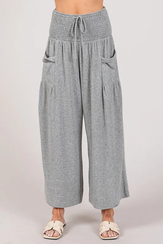 Gray Solid Cotton Side Pocket Lounge Pants