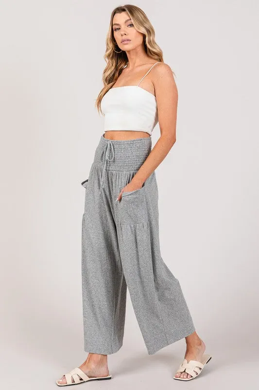 Gray Solid Cotton Side Pocket Lounge Pants