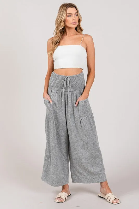 Gray Solid Cotton Side Pocket Lounge Pants