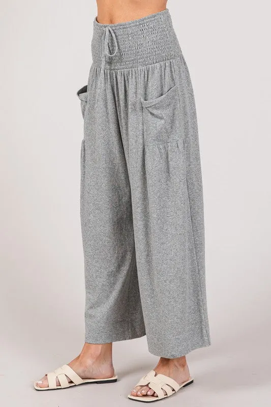 Gray Solid Cotton Side Pocket Lounge Pants