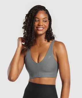 Gymshark Ribbed Sports Bra - Brushed Grey