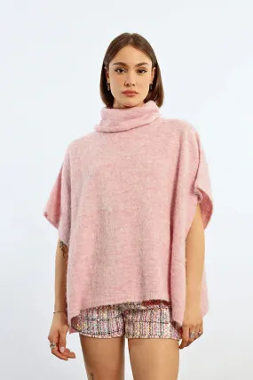 Knitted Poncho (Light Pink)