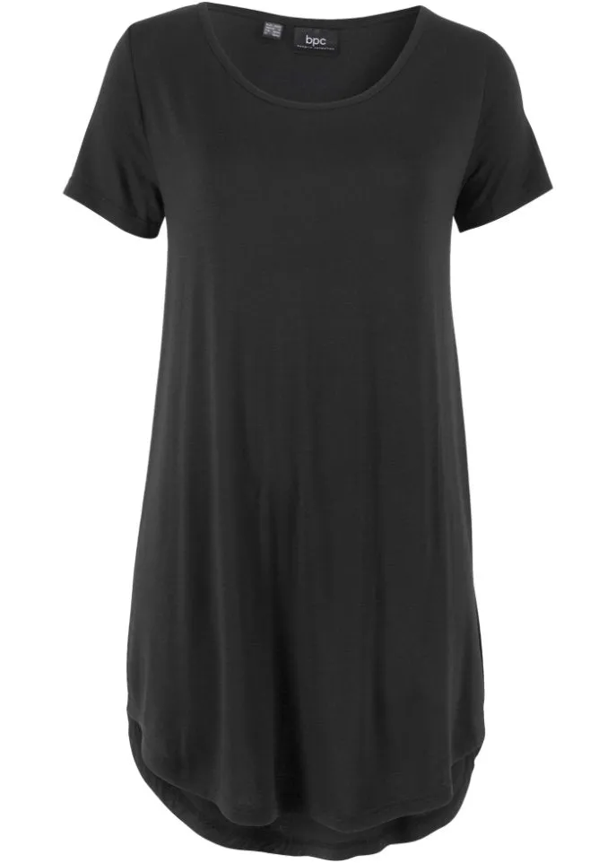 Long shirt made of environmentally friendly viscose short sleeves Bpc Bonprix Collection black