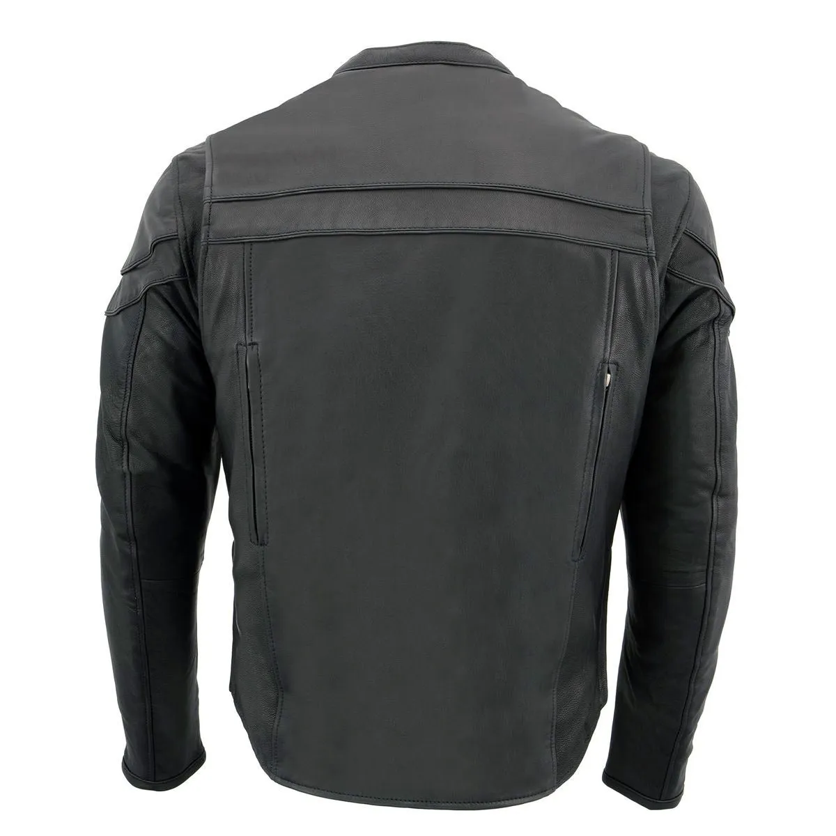 Milwaukee Leather MLM1526 Men's Black 'Stay Cool' Black Leather Sporty Motorcycle Jacket with Cool-Tec