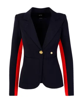 One Button Tux Red Stripe Blazer