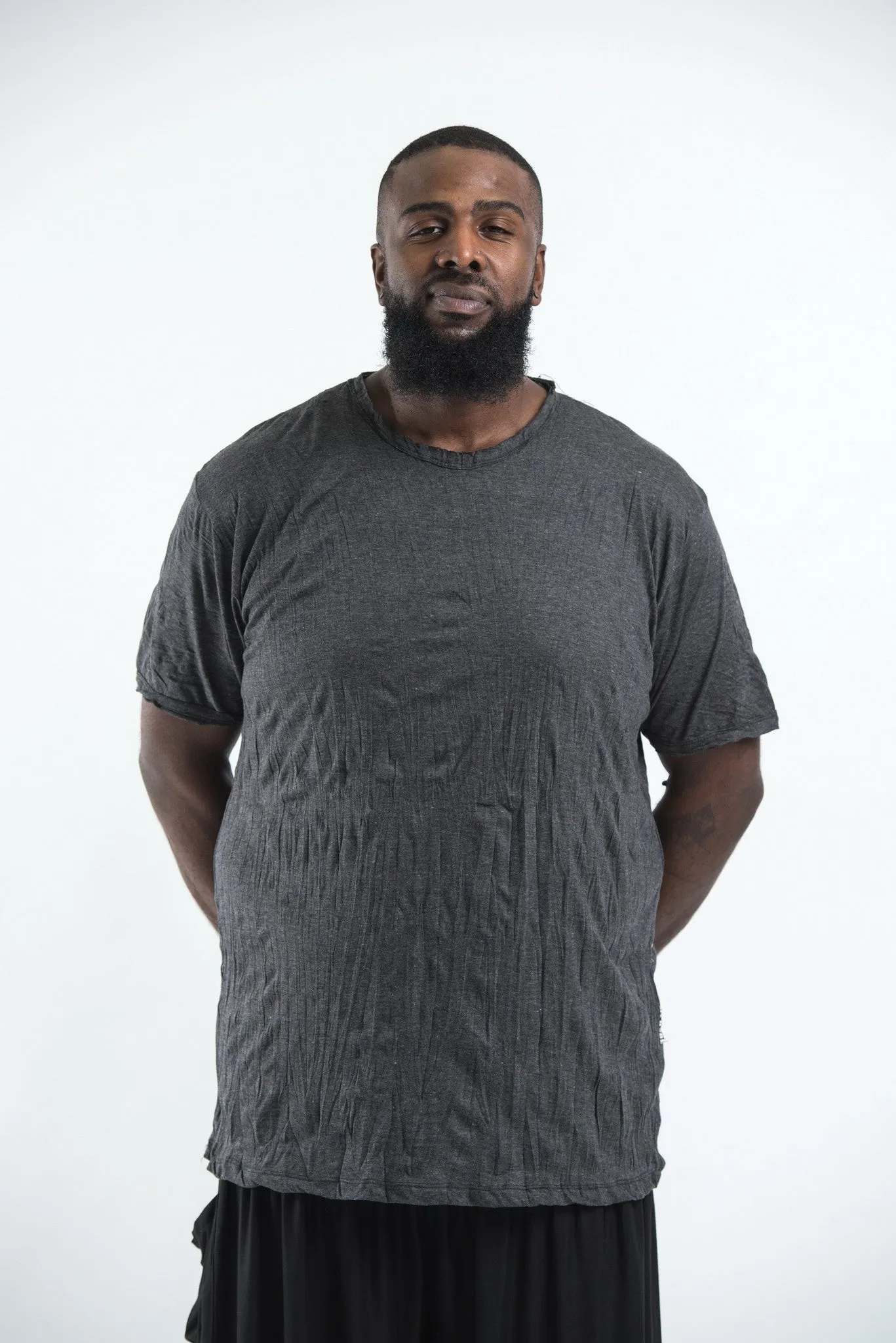 Plus Size Mens Solid Color T-Shirt in Black