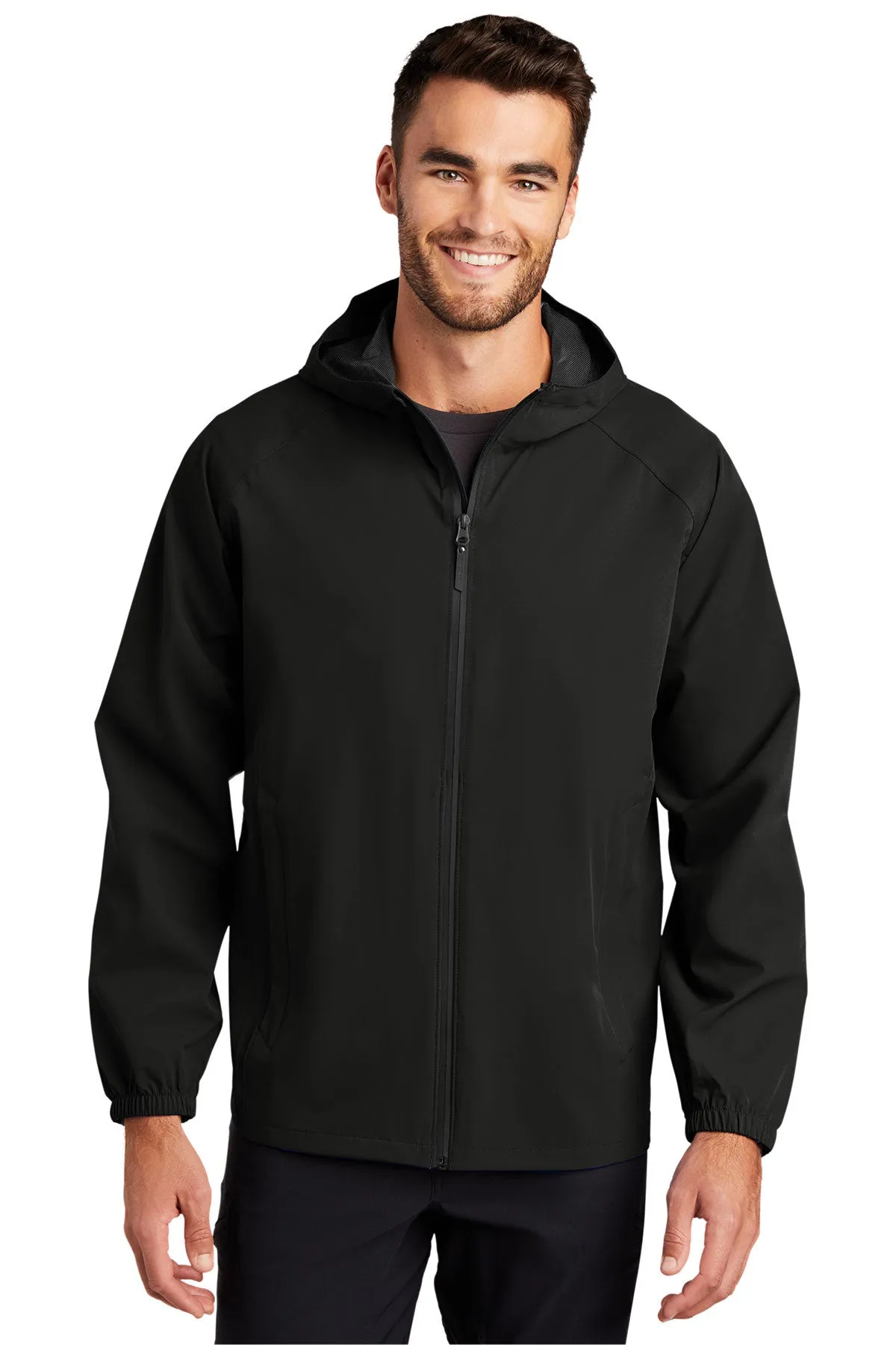 Port Authority Essential Branded Rain Jackets, Deep Black