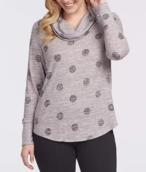 Printed Hacci Cowl Neck Top