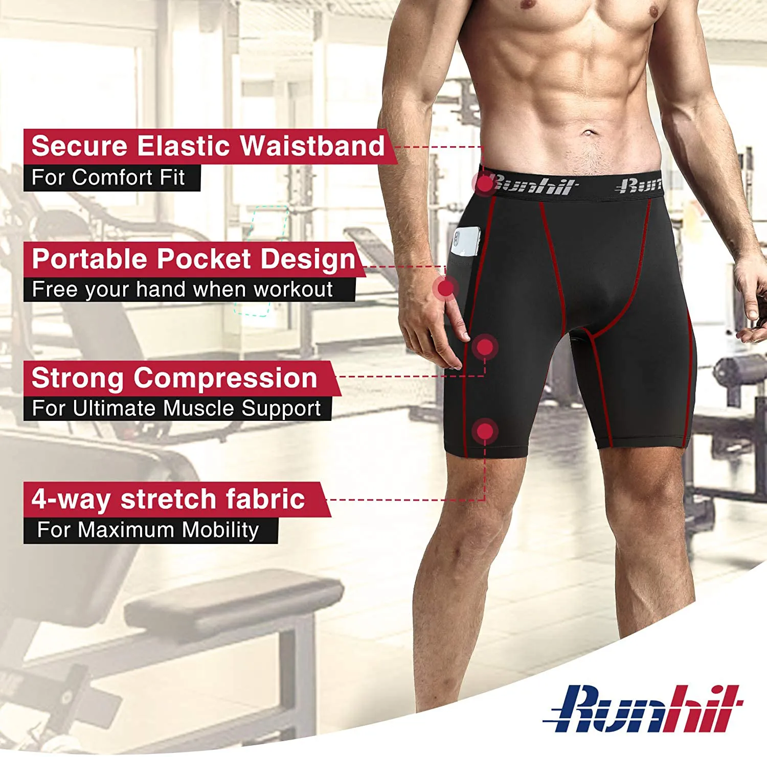 Runhit Compression Shorts for Men,Mens Underwear Spandex Shorts Workout Running