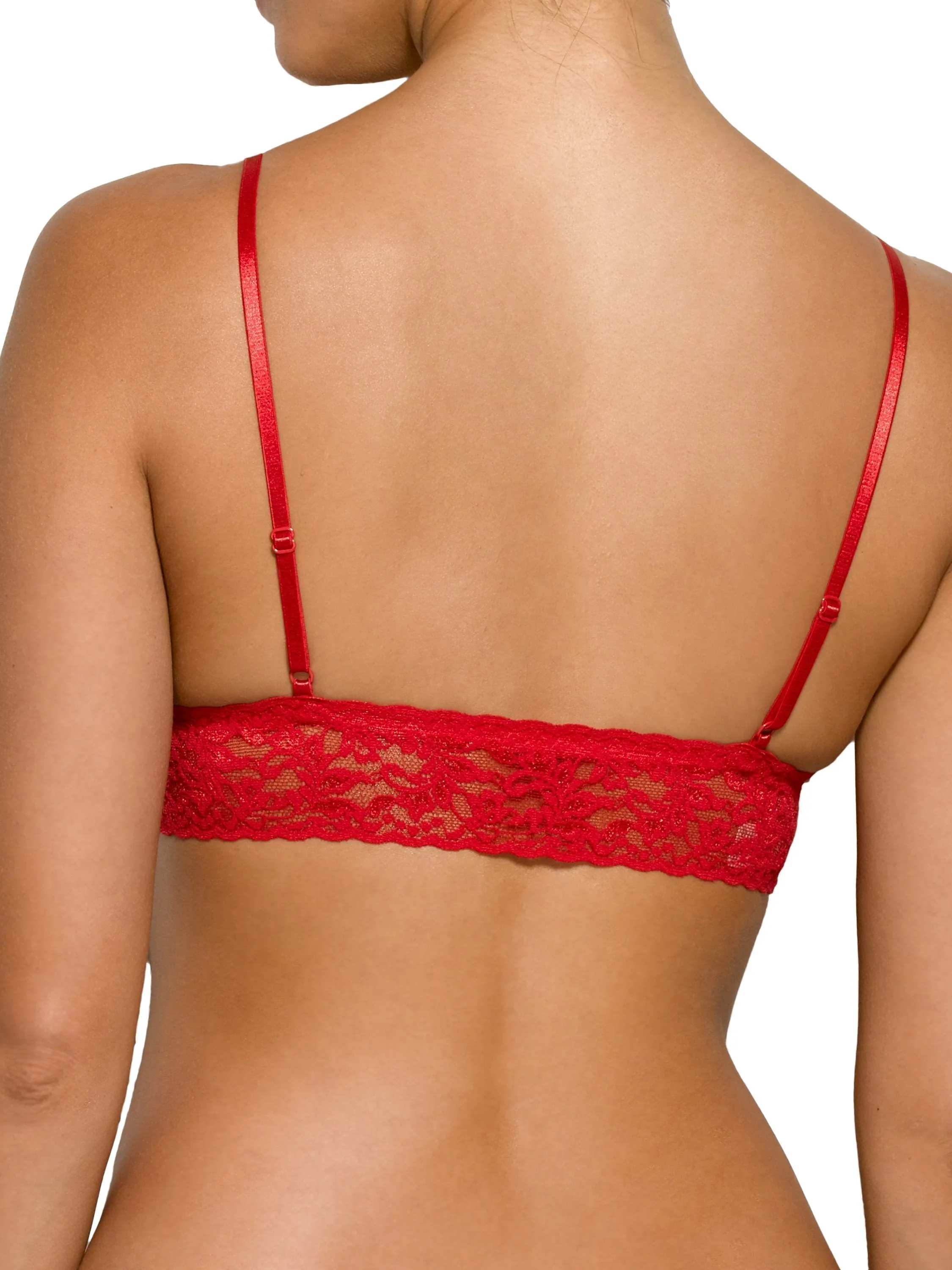 Signature Lace Padded Triangle Bralette Red