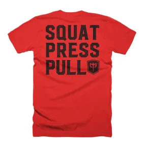 Squat Press Pull® on Red Tee