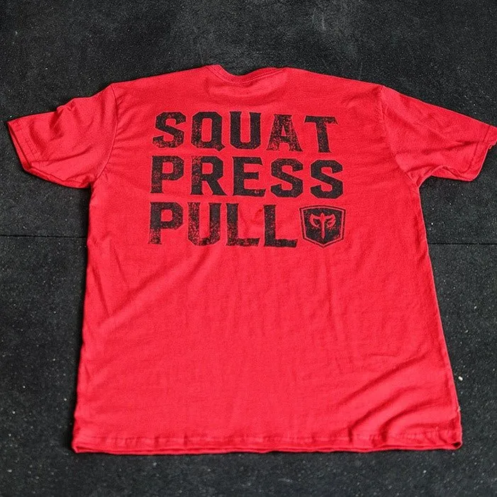 Squat Press Pull® on Red Tee