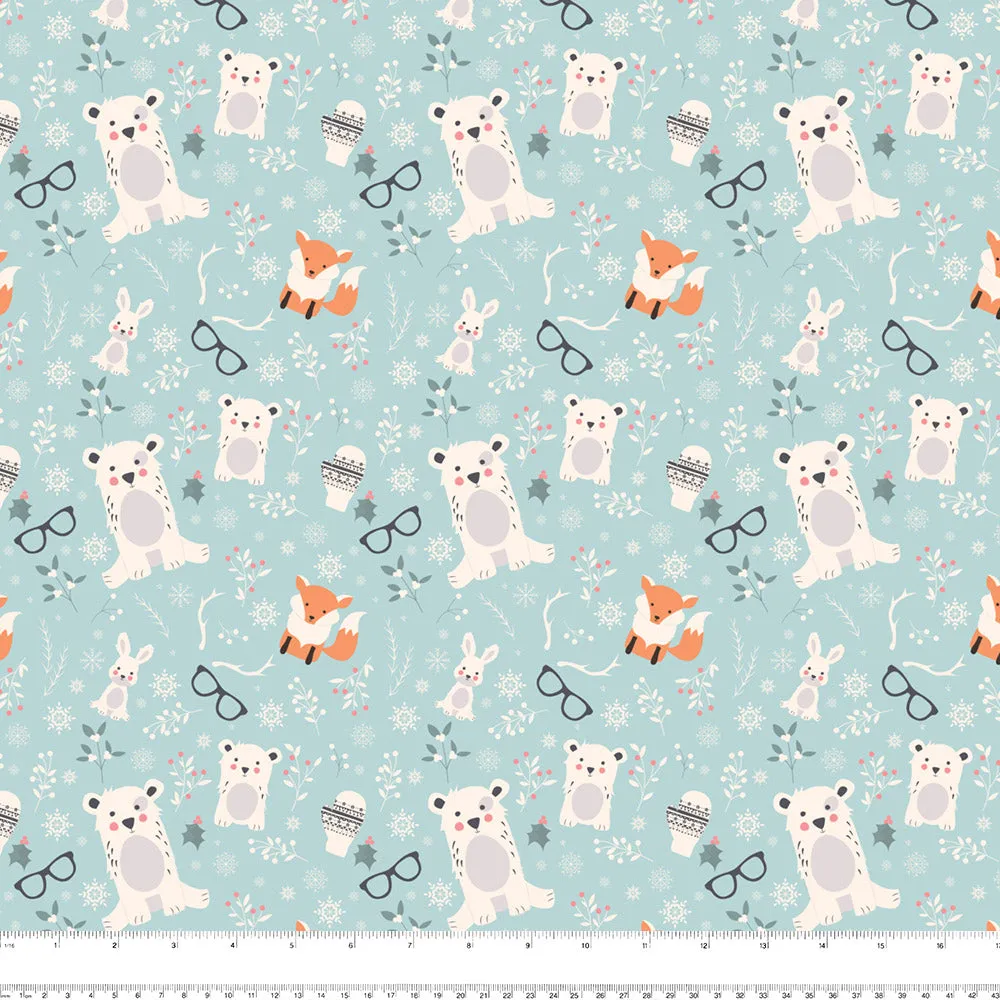 Stay dry digital printed PUL - Winter fox - Blue