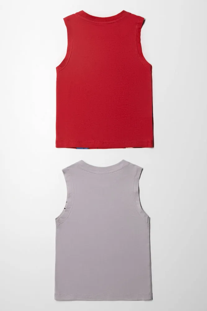 Superman 2 Pack Vest Red & Grey