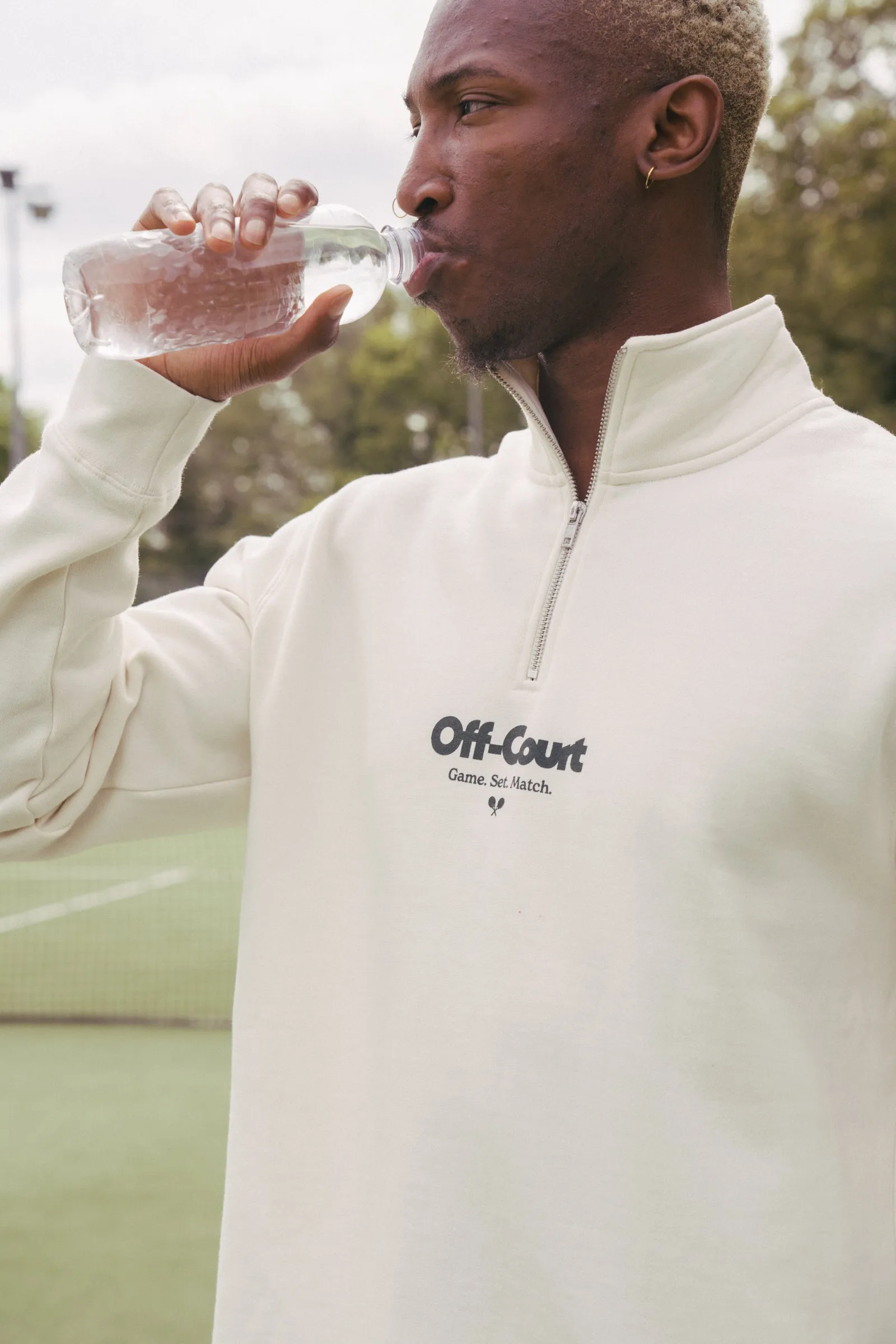 Vice 84 'Off Court GSM' Half Zip Sweater - Ecru