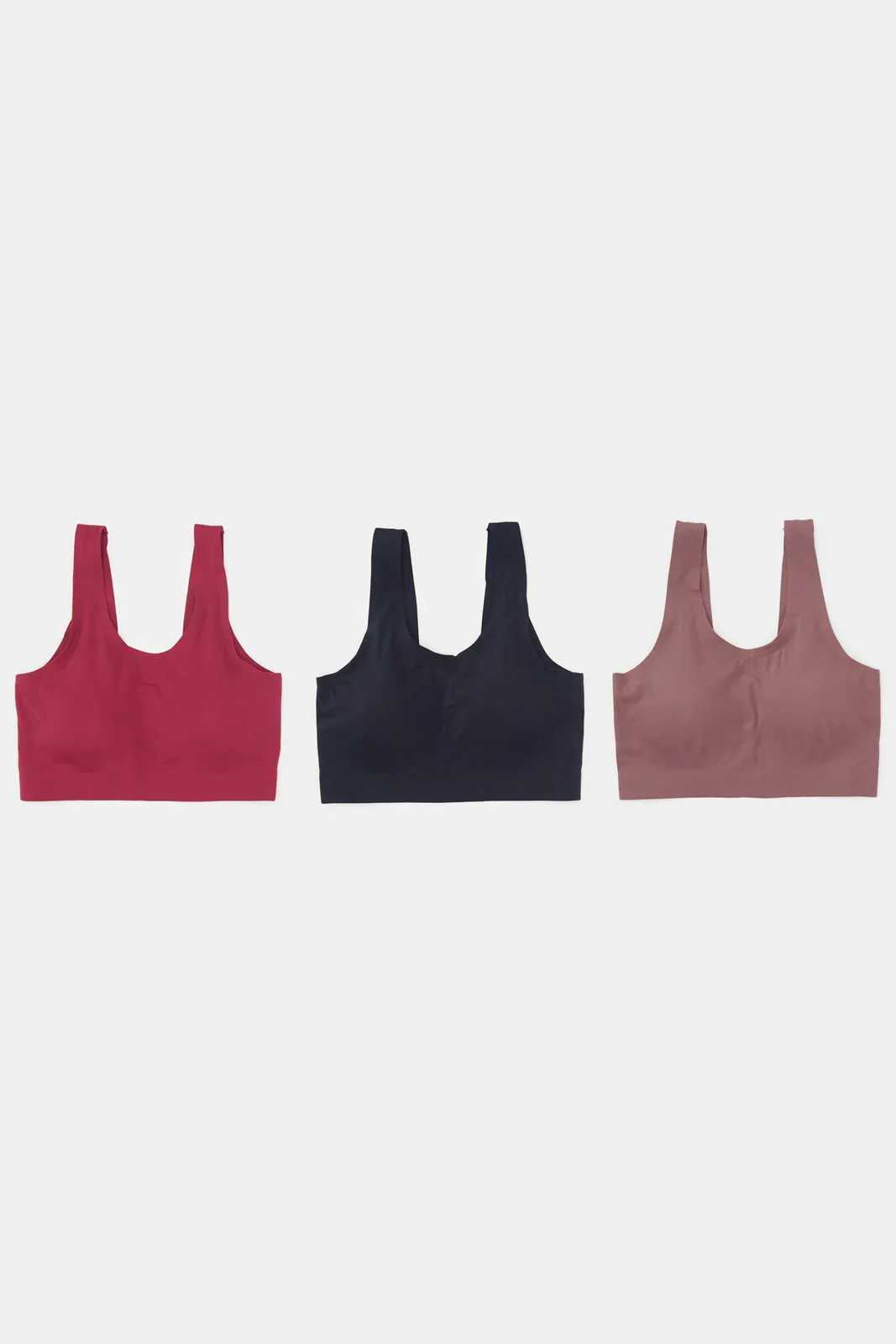 Women Assorted Solid Bonded Bras Set (Pack Of 3)